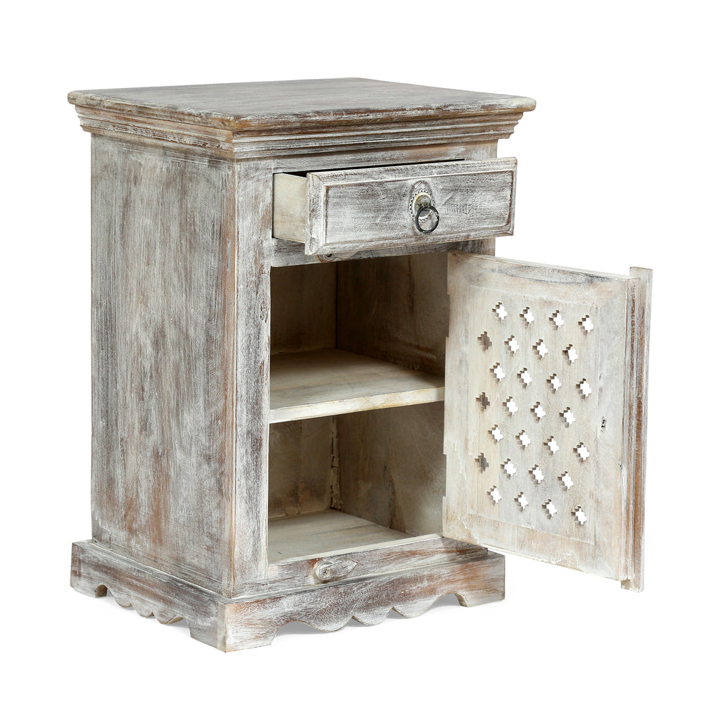 WOODEN NIGHTSTAND WITH 1 DRAWER 1 DOOR - Grand Goldman Shop