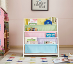Kids Funnel Charlie White Kids Wooden Canvas Sling Magazine Bookcase - Grand Goldman