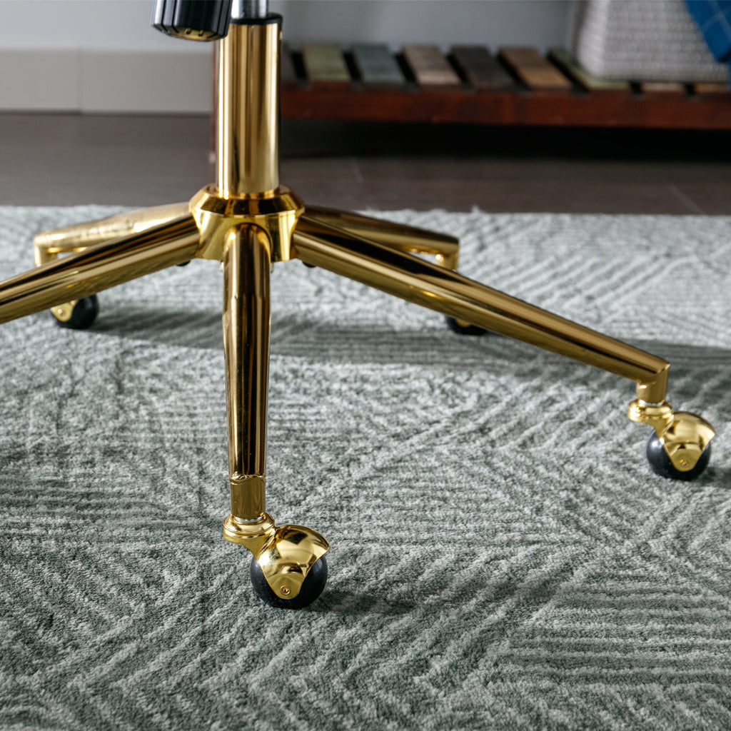 A&A Furniture Office Chair,Velvet Upholstered Tufted Button Home Office Chair with Golden Metal Base,Adjustable Desk Chair Sw