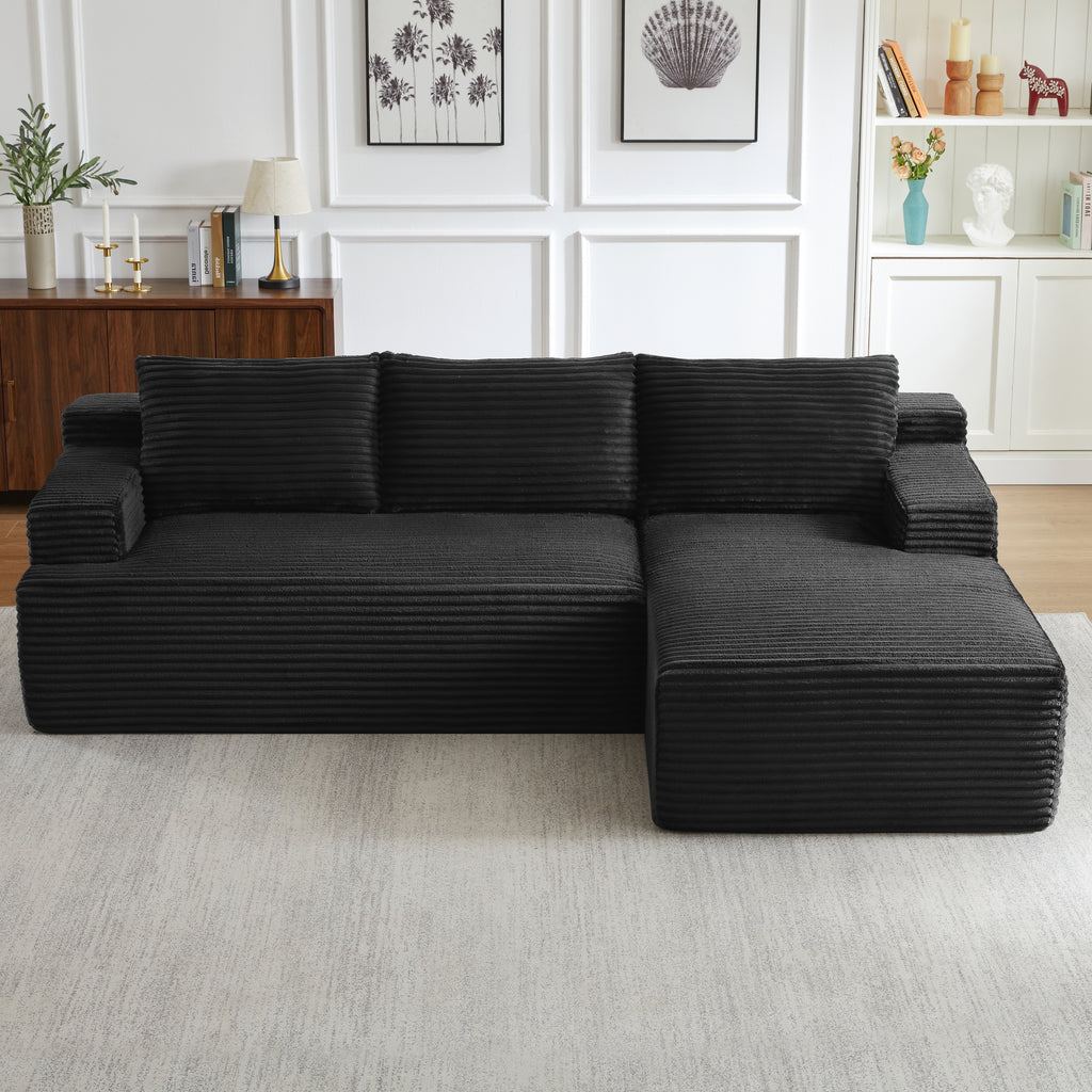 L-Shaped Cloud Sectional Sofa with Deep Seat,No Assembly Required,Modular Couches Sleeper for Living Room,Bedroom,Apartment,Black - Grand Goldman Shop