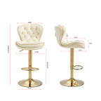 Set of 2  Bar Stools,with Chrome Footrest and Base Swivel Height Adjustable Mechanical Lifting Velvet + Golden Leg Simple Bar Stool-cream - Grand Goldman Shop