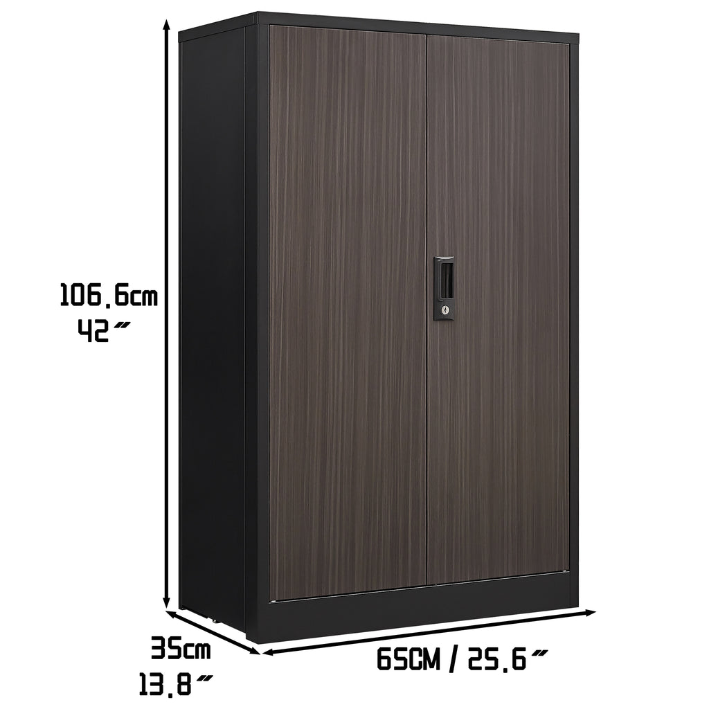 Black Metal Storage Cabinet with Locking Doors and Adjustable Shelf, Folding Filing Cabinet for Home Office, School, Garage, 