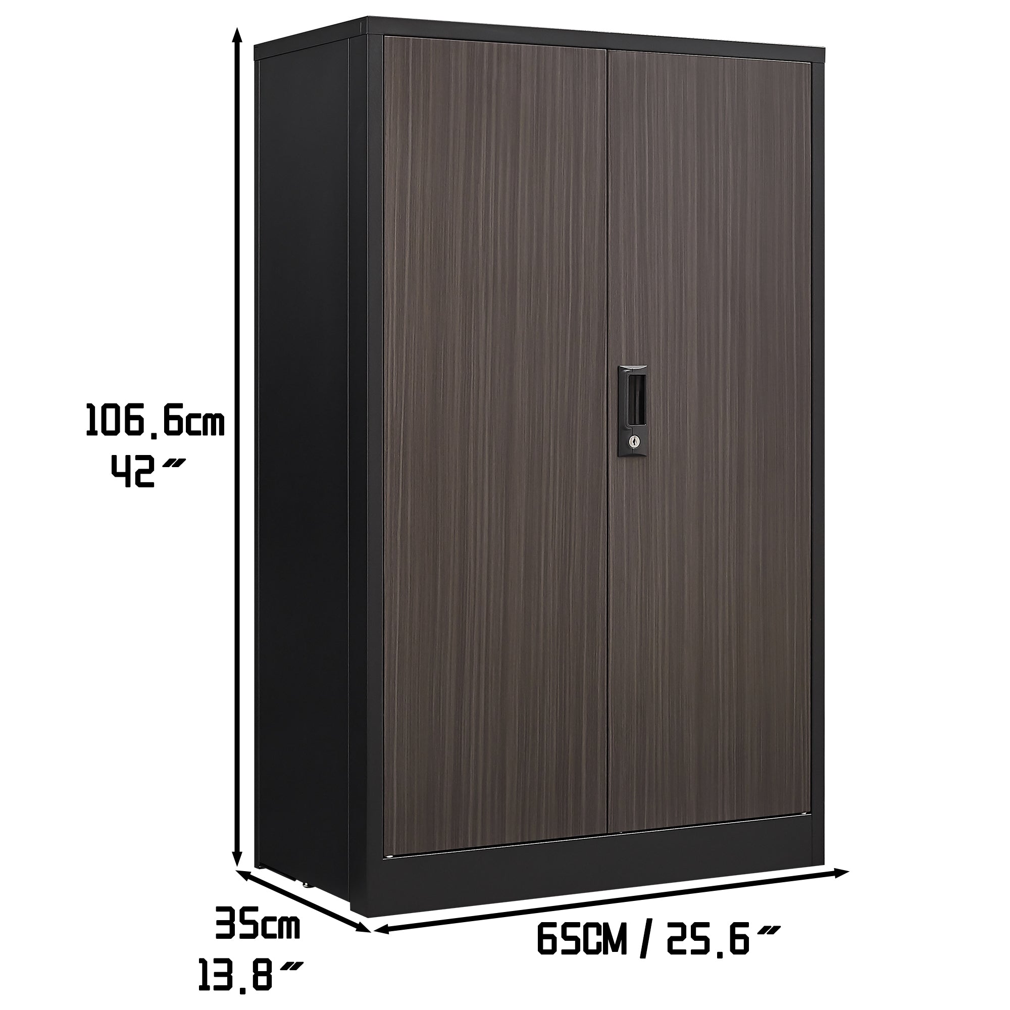 Black Metal Storage Cabinet with Locking Doors and Adjustable Shelf, Folding Filing Cabinet for Home Office, School, Garage, 