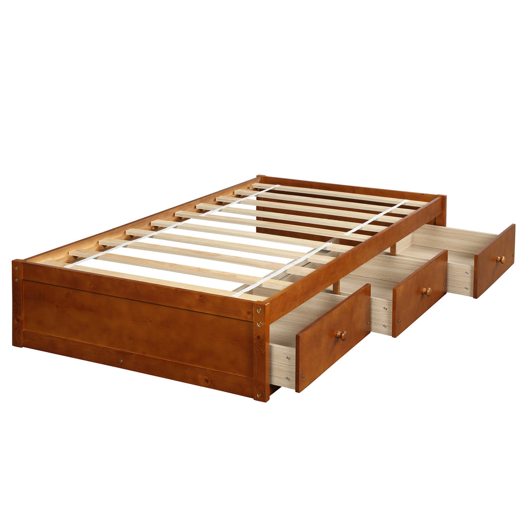 Orisfur. Twin Size Platform Storage Bed with 3 Drawers - Grand Goldman Shop