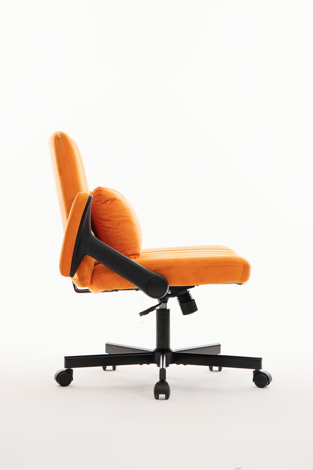 Orange Velvet Criss Cross Armrest Office Chair with Wheels - Stylish for Home Office, Gaming & Makeup | Premium Home Decor - 