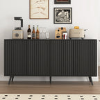 Sideboard Buffet Cabinet with Storage, Long Sideboard Storage Cabinet with 4 Doors, Wood Credenza Console Coffee Bar Cabinets with Adjustable Shelves for Living Room Kitchen Dining Room Black - Grand Goldman Shop