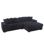 [NEW ARRIVED] [VIDEO PROVIDED] Oversized Two-Piece  Couches,  L Shaped Sofa, Corduroy, Right Chaise Daybed,with Armrests,Eight Throw Pillows,Corner Sofa,Easy To Assemble,  Black - Grand Goldman Shop