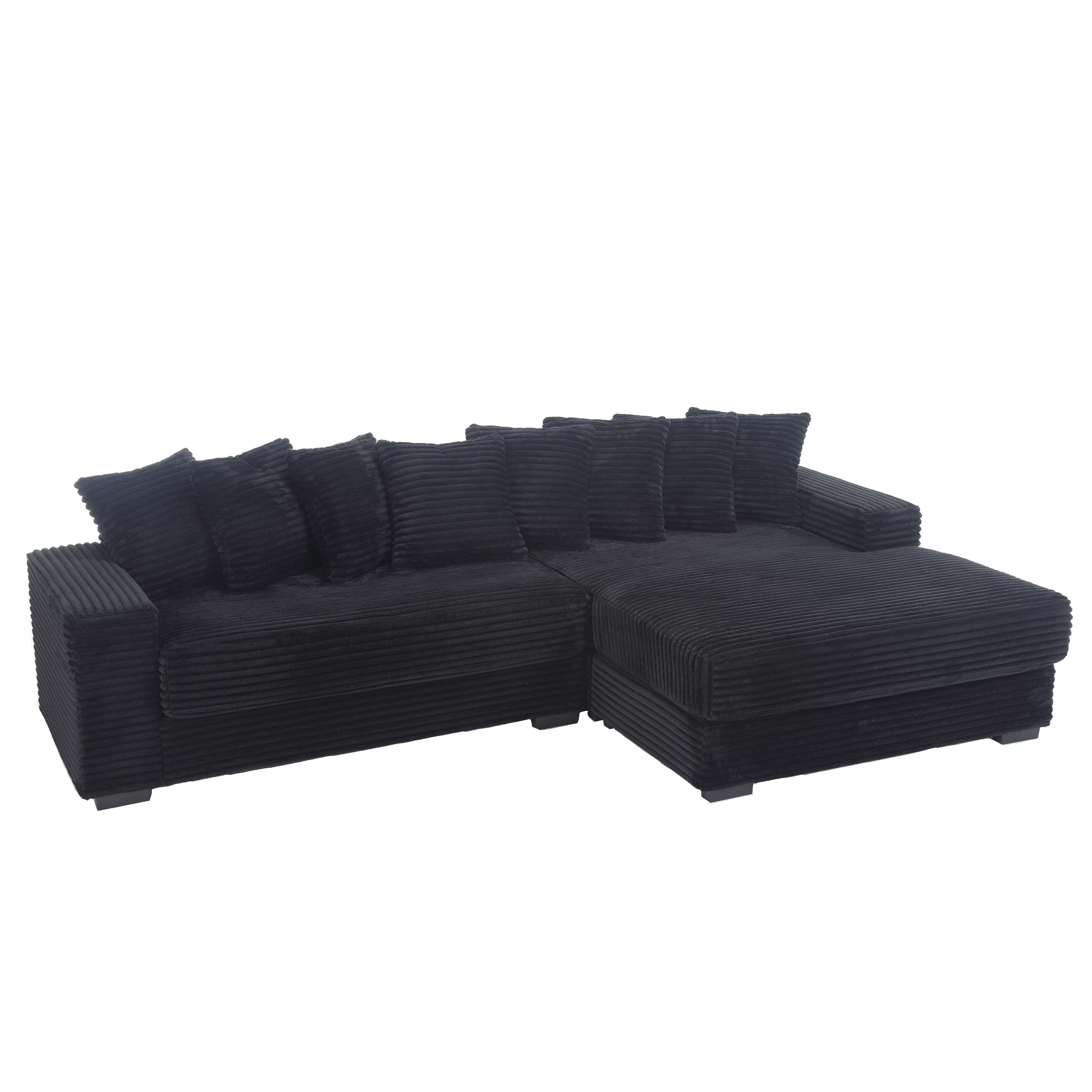 [NEW ARRIVED] [VIDEO PROVIDED] Oversized Two-Piece  Couches,  L Shaped Sofa, Corduroy, Right Chaise Daybed,with Armrests,Eight Throw Pillows,Corner Sofa,Easy To Assemble,  Black - Grand Goldman Shop