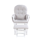 Mason Glider and Ottoman White Wood and Woven Gray Fabric - Grand Goldman Shop
