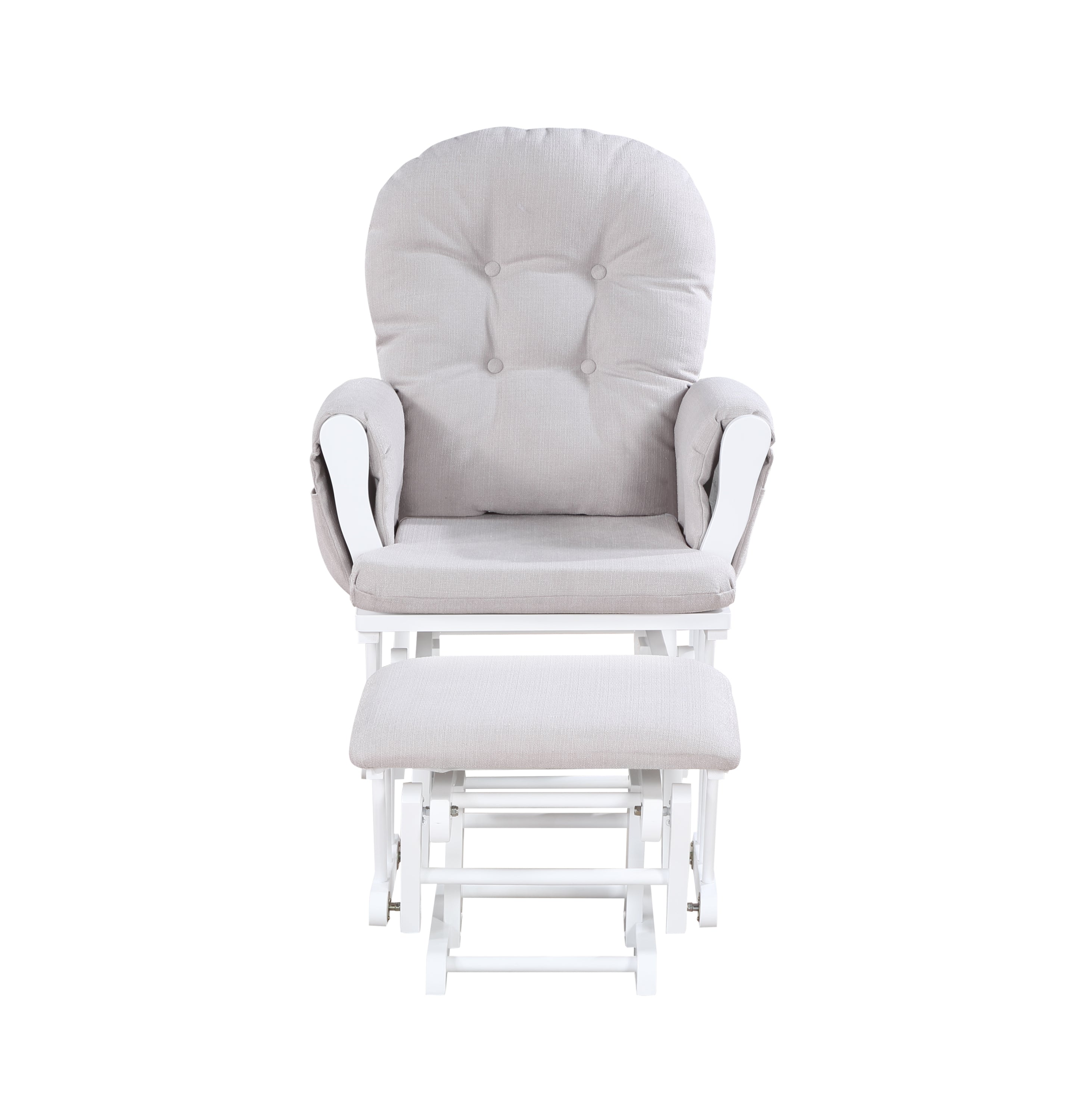 Mason Glider and Ottoman White Wood and Woven Gray Fabric - Grand Goldman Shop