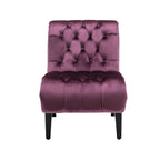 COOLMORE Modern Velvet Armless Accent Living Room Chair / Leisure Chair,Upholstered Fabric Button Comfortable Chair with Wooden Legs for Bedroom, Living Room, Office (Purple Velvet) - Grand Goldman Shop