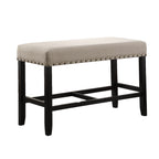 Biony Fabric Counter Height Dining Bench with Nailhead Trim, Tan - Grand Goldman Shop