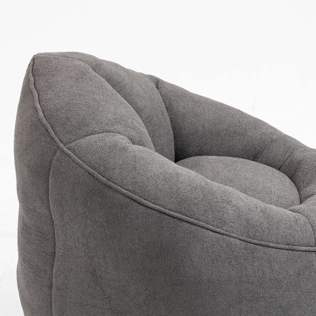 Bedding Bean Bag Sofa Chair with High-Pressure Foam and Footrest, Grey Microfiber - Grand Goldman Shop