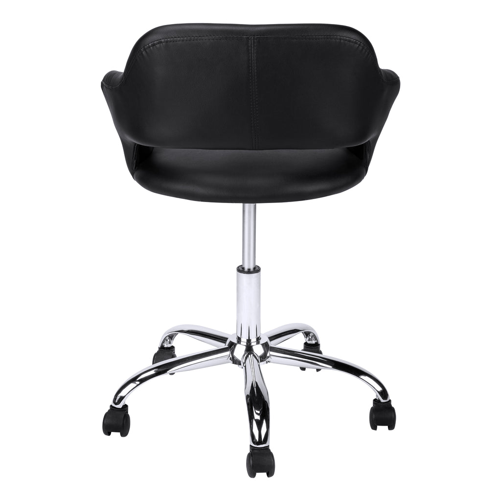 Office Chair, Adjustable Height, Swivel, Ergonomic, Armrests, Computer Desk, Work, Black Leather Look, Chrome Metal, Contempo