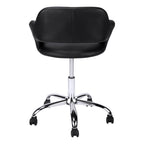 Office Chair, Adjustable Height, Swivel, Ergonomic, Armrests, Computer Desk, Work, Black Leather Look, Chrome Metal, Contempo