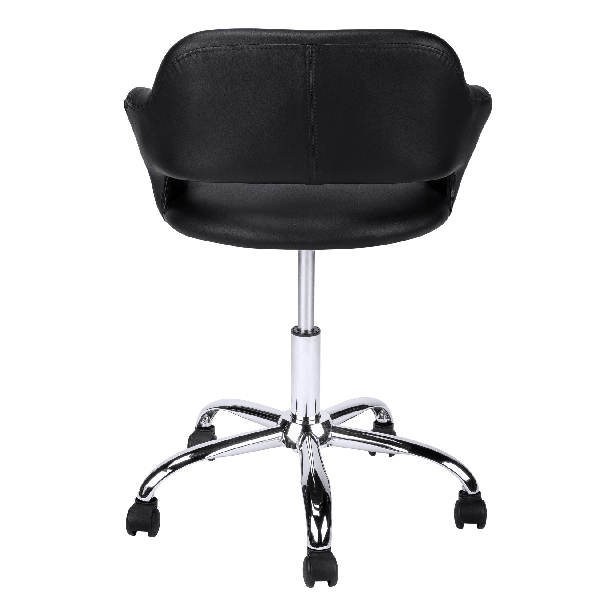 Office Chair, Adjustable Height, Swivel, Ergonomic, Armrests, Computer Desk, Work, Black Leather Look, Chrome Metal, Contempo