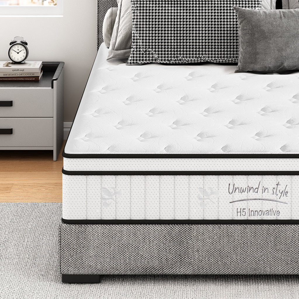 Queen Size Mattress,12 Inch Hybrid Mattress, Individually Pocketed Innerspring, Medium Firm - Grand Goldman Shop