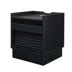 Mid Century Modern Nightstand with Charging Station and LED lights, Night Stand with 2 Drawers, Bedside Tables/End Table for Bedroom or Living Room, Black - Grand Goldman Shop
