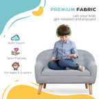 2-Seat Kids Sofa Linen Fabric and Wooden Frame Sofa for Kids and Toddlers Ages 3-7, 11' High Seat, Gray - Shop Quality Furnit