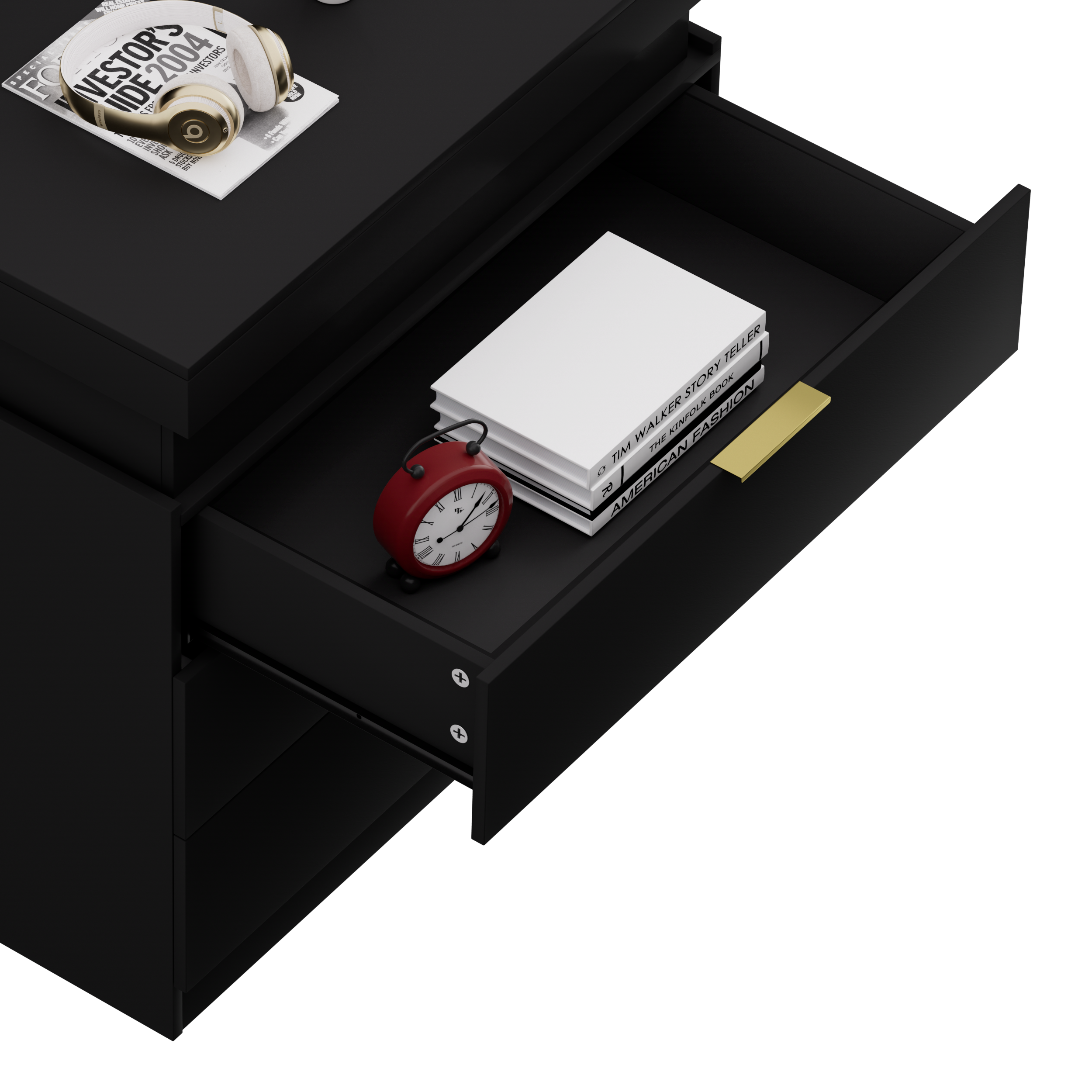 Nightstand with Charging Station and LED Lights,Night Stand with Sliding Top for Bedroom,Bedside Table with Drawers,Modern End Side Table,Black.28.8''W x 17''D x 30.5''H. - Grand Goldman Shop