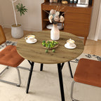 Modern Round Dining Table, Rustic Brown MDF Top with Black Metal Legs, 35.43 Inch Diameter for 2-4 People - Grand Goldman Shop