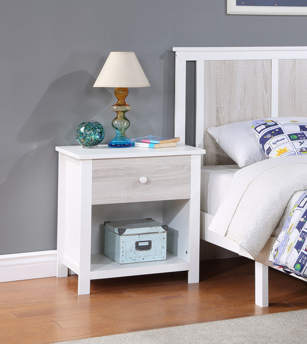 Connelly Nightstand White/Rockport Gray | Premium Home Decor - Grand Goldman