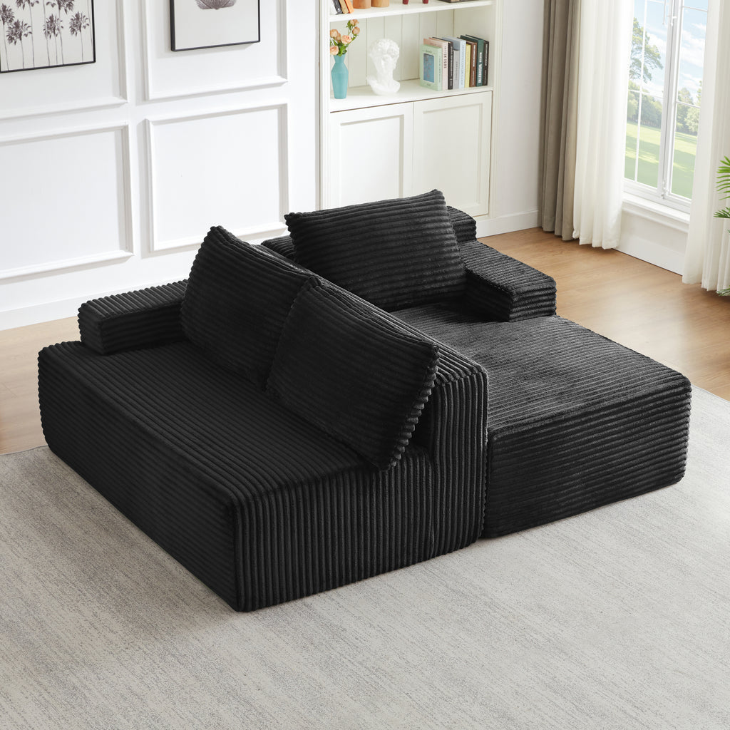L-Shaped Cloud Sectional Sofa with Deep Seat,No Assembly Required,Modular Couches Sleeper for Living Room,Bedroom,Apartment,Black - Grand Goldman Shop