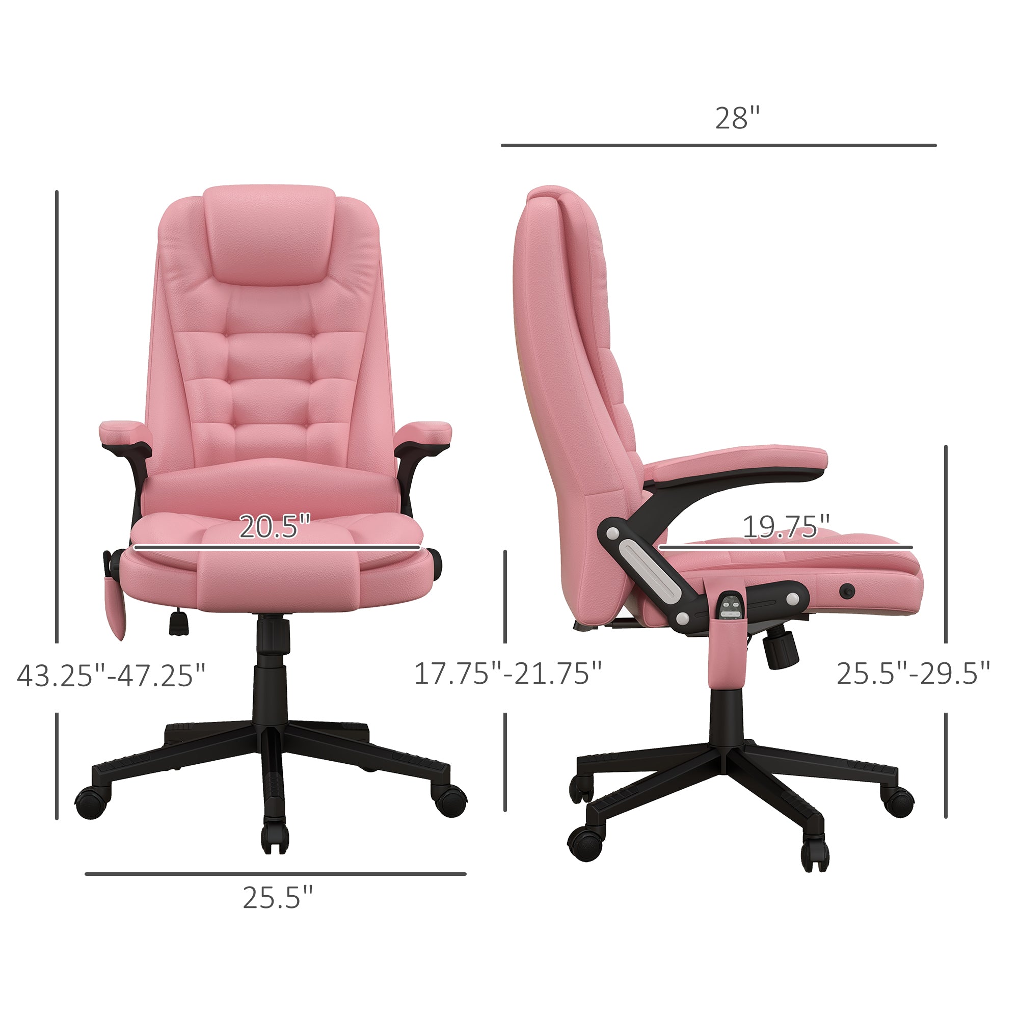 HOMCOM High Back Vibration Massage Office Chair with 6 Vibration Points, Heated Reclining PU Leather Computer Chair with Armr