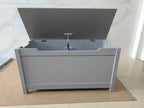 Kids Wooden Toy Box Storage with Safety Hinged Lid for Ages 2+ (Gray) | Premium Home Decor - Grand Goldman