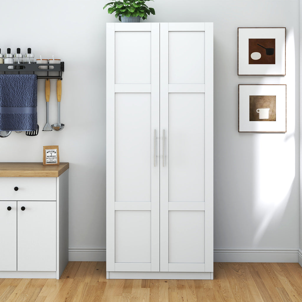 Pantry Cabinet, Kitchen Pantry Storage Cabinets with 2 Door and 3  Shelves, White Pantry Storage Cabinet, Cupboard for Kitchen, Dining Room and Living Room. - Grand Goldman Shop