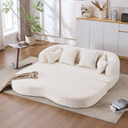 2-in-1 Foldable Sofa Bed,70 Inch Folding Boneless Couch Convertible Compressed Sleeper Sofabed, 4 Pillows for Living Room Apartment, Milk White - Grand Goldman Shop