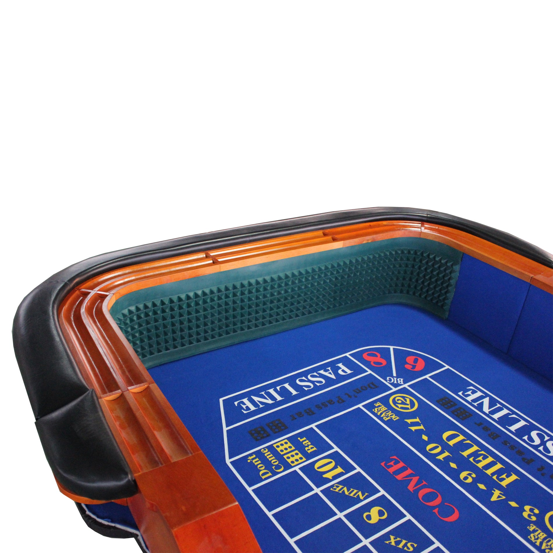 93' Deluxe Casino Dice Game Craps Table with Felt Diamond Pyramid Bumper Rubber Design, Blue - Grand Goldman