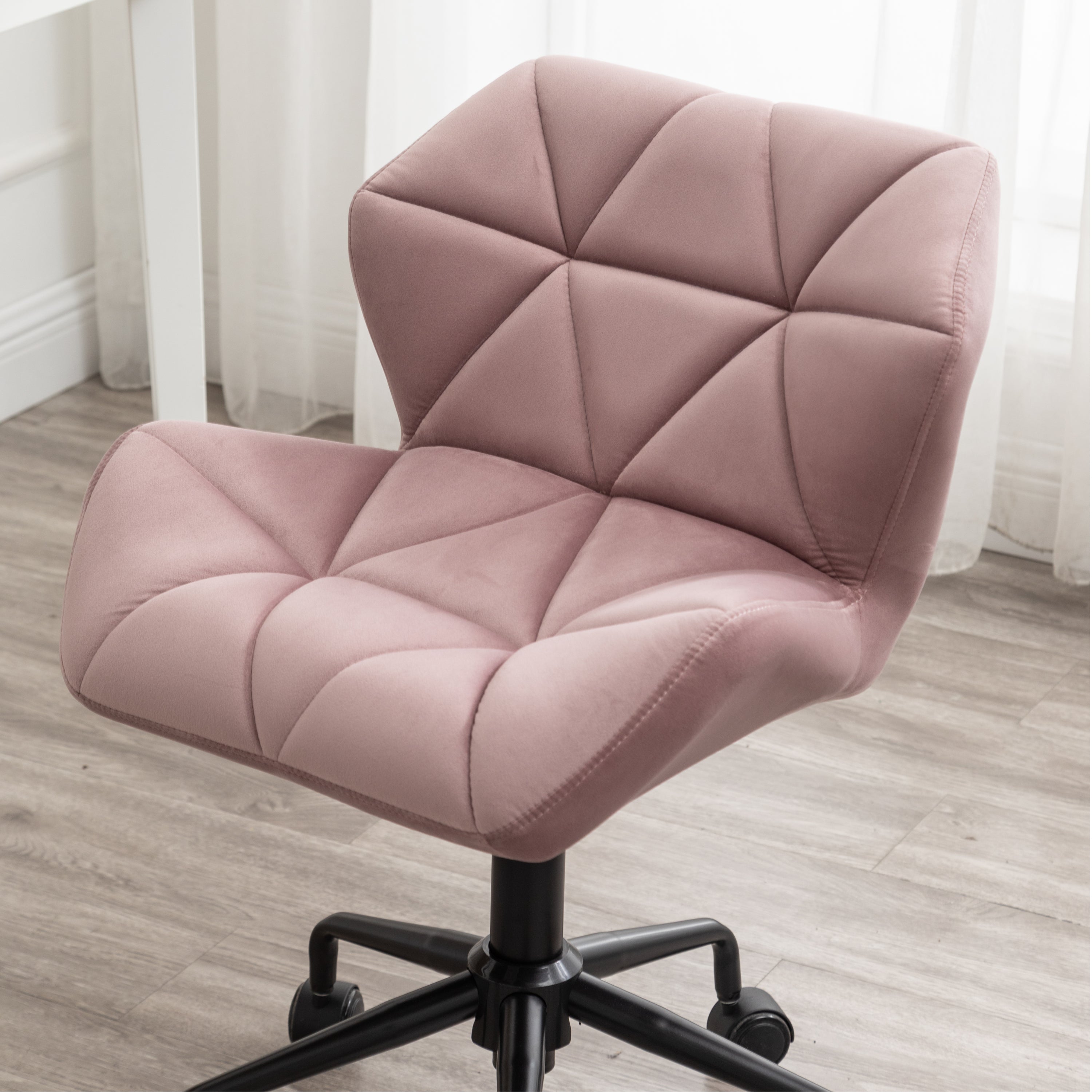 Eldon Diamond Tufted Adjustable Swivel Office Chair, Mauve | Premium Home Decor - Grand Goldman