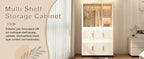Portable Wardrobe Closet Storage Organizer with 9 Magnetic Doors, Cream White, - Grand Goldman Shop