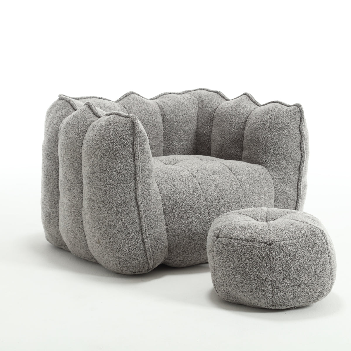 Soft Chenille Bean Bag Chair with High Resilient Foam for Living Room and Bedroom, Comfortable Square Lazy Sofa with Footstool for Adults - Grand Goldman Shop