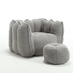 Soft Chenille Bean Bag Chair with High Resilient Foam for Living Room and Bedroom, Comfortable Square Lazy Sofa with Footstool for Adults - Grand Goldman Shop