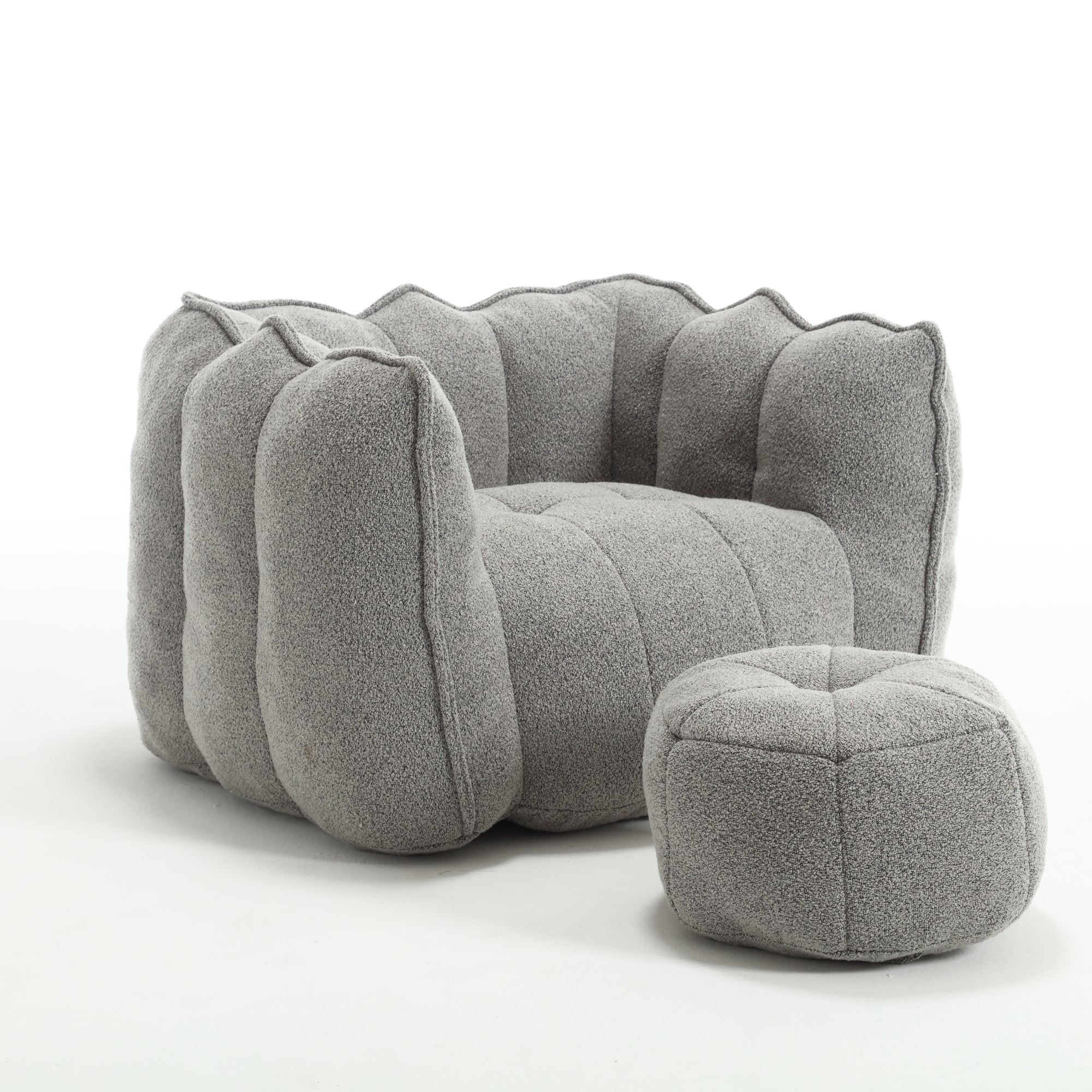Soft Chenille Bean Bag Chair with High Resilient Foam for Living Room and Bedroom, Comfortable Square Lazy Sofa with Footstool for Adults - Grand Goldman Shop