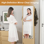 360° Rotating Makeup Cabinet in Walnut with Full-Length Mirror, Jewelry Storage, Coat Rack, 4 Open Shelves & 2 Built-In Shelves - Grand Goldman Shop