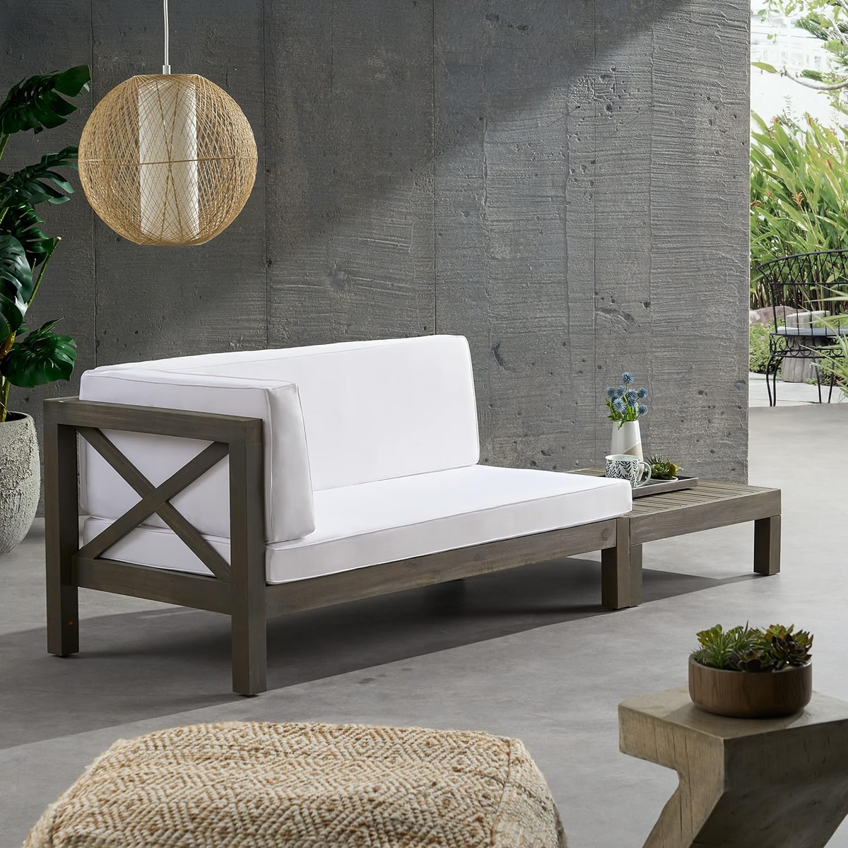 BRAVA X-BACK ECKBANK-L MIT COUCHTISCH, WEISS