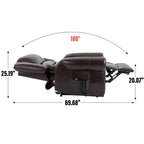 Power Lift Recliner Chair Heat Massage Dual Motor Infinite Position Up to 350 LBS, Faux Leather, Heavy Duty Motion Mechanism with USB Ports, Brown - Grand Goldman Shop