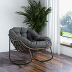Outdoor Rattan Rocking Chair,Padded Cushion Rocker Recliner Chair Outdoor for Front Porch, Living Room, Patio, Garden, Grey - Grand Goldman Shop