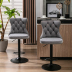 A&A Furniture,Swivel Velvet Barstools Adjusatble Seat Height from 25-33 Inch,17.7 inch base, Modern Upholstered Bar Stools with Backs Comfortable Tufted for Home Pub and Kitchen Island,Gray,Set of 2 - Grand Goldman Shop