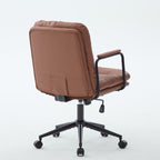 Office Chair,Mid Back Home Office Desk Task Chair with Wheels and Arms Ergonomic PU Leather Computer Rolling Swivel Chair wit