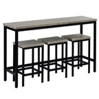 TOPMAX Counter Height Extra Long Dining Table Set with 3 Stools Pub Kitchen Set Side Table with Footrest, Gray - Grand Goldman Shop