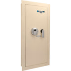 Biometric Wall Safe with Left Open Door in Beige Steel, 0.82 Cubic Ft | Premium Home Decor - Grand Goldman