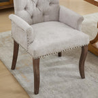 Upholstered Chenille Fabric Accent Dining Chair, Curved Solid Wood Legs, Elegant Tufted Club Dining Room Kitchen Room Arm Dining Chair, Single Pack,Beige,SW1895BG - Grand Goldman Shop