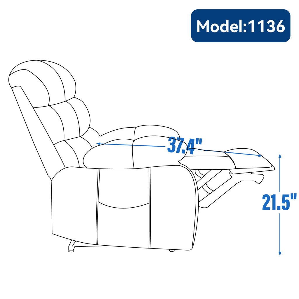 23' Seat Width and High Back Large Size Chenille Power Lift Recliner Chair with 8-Point Vibration Massage and Lumbar Heating, Brown - Grand Goldman Shop