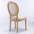 A&A Furniture,French Style Solid Wood Frame Antique Painting Linen Fabric Back Dining Chair,Set of 2,Beige,SW1845BG - Grand Goldman Shop