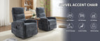 Heat Massage Manual Recliner Chair with Rocker and Swivel in Fabric for Living Room, Blue - Grand Goldman Shop