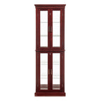 Lighted Curio Cabinet with Adjustable Shelves, Mirrored Back, and Tempered Glass Doors, 6-Tier Cherry Finish - Grand Goldman Shop